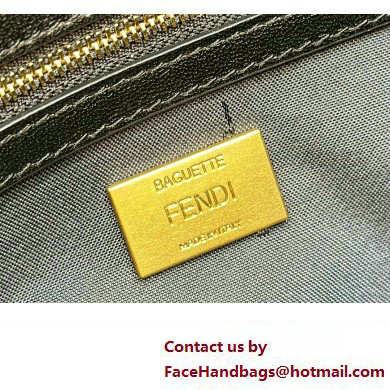 Fendi by Stefano Pilati Medium Baguette Bag handle with metal FENDI lettering in Black nappa leather 2024