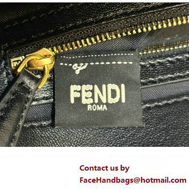 Fendi by Stefano Pilati Medium Baguette Bag handle with metal FENDI lettering in Black nappa leather 2024