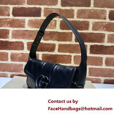 Gucci Aphrodite small shoulder bag 767226 leather Black with Brass hardware 2024 - Click Image to Close