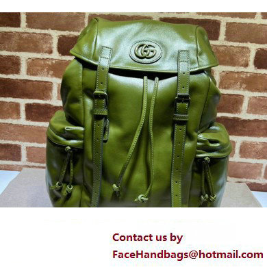 Gucci Backpack with tonal Double G 725657 Leather Green 2023