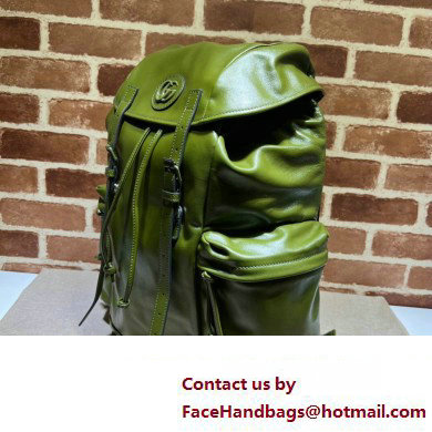 Gucci Backpack with tonal Double G 725657 Leather Green 2023