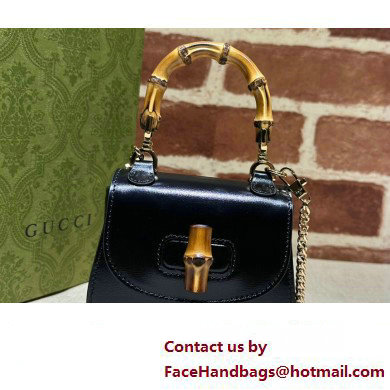 Gucci Bamboo 1947 super mini bag 760246 leather Black 2023 - Click Image to Close