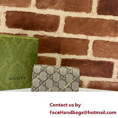 Gucci Card case wallet with Horsebit print 774332 GG canvas and Light pink leather trim 2024