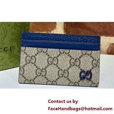 Gucci Card case with GG detail 768248 Beige/Blue - Click Image to Close