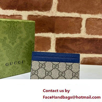 Gucci Card case with GG detail 768248 Beige/Blue