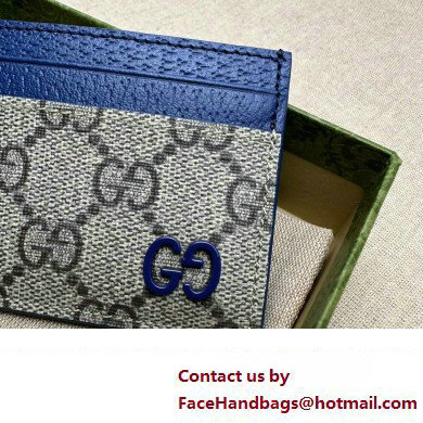 Gucci Card case with GG detail 768248 Beige/Blue