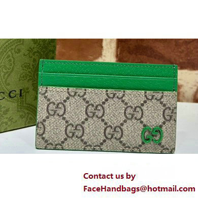 Gucci Card case with GG detail 768248 Beige/Green