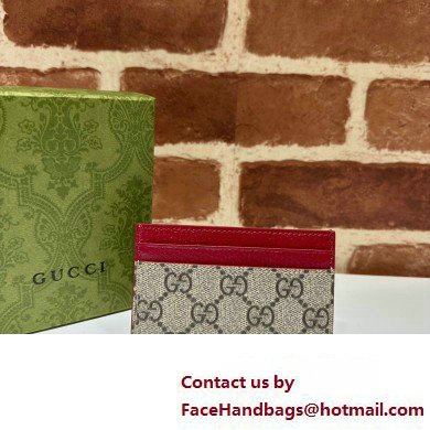 Gucci Card case with GG detail 768248 Beige/Red