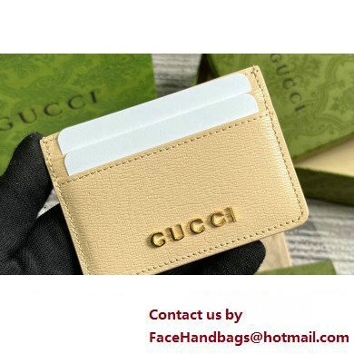 Gucci Card case with Gucci script 773428 leather Light Beige 2024 - Click Image to Close