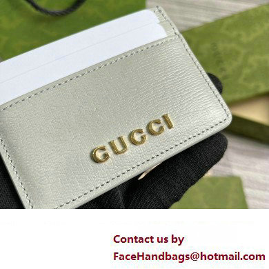 Gucci Card case with Gucci script 773428 leather Light Gray 2024