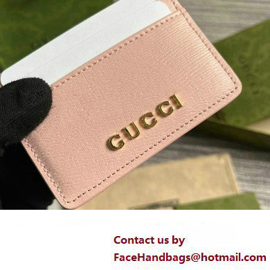 Gucci Card case with Gucci script 773428 leather Light Pink 2024