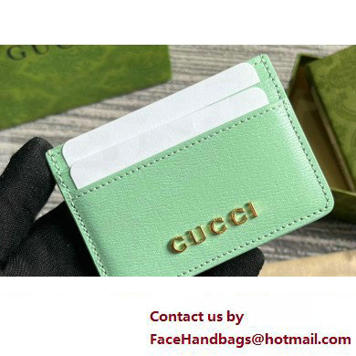 Gucci Card case with Gucci script 773428 leather Pale Green 2024 - Click Image to Close