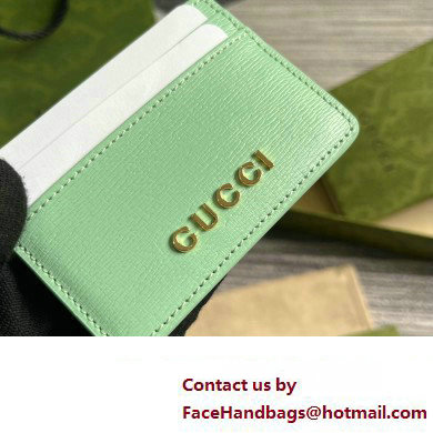 Gucci Card case with Gucci script 773428 leather Pale Green 2024