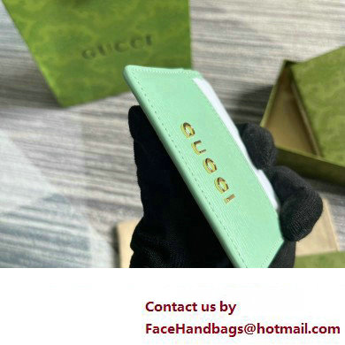 Gucci Card case with Gucci script 773428 leather Pale Green 2024