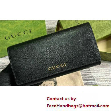 Gucci Continental wallet with Gucci script 772638 leather Black 2024