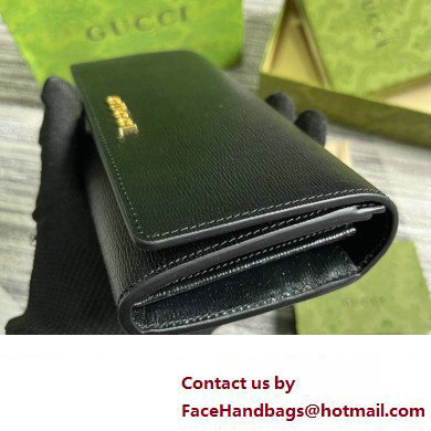 Gucci Continental wallet with Gucci script 772638 leather Black 2024