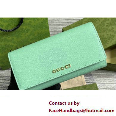 Gucci Continental wallet with Gucci script 772638 leather Pale Green 2024 - Click Image to Close