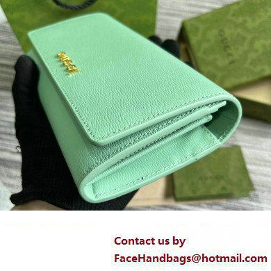 Gucci Continental wallet with Gucci script 772638 leather Pale Green 2024