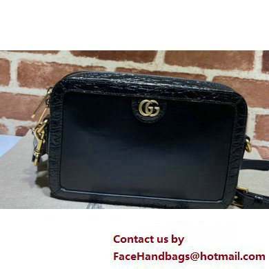 Gucci Crocodile trim shoulder bag with Double G 710861 black 2024