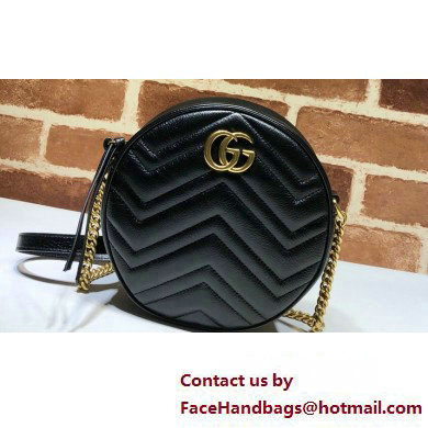 Gucci GG Marmont Mini Round Shoulder Bag 550154 Leather Black