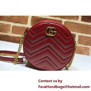 Gucci GG Marmont Mini Round Shoulder Bag 550154 Leather Red - Click Image to Close