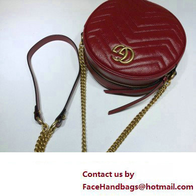 Gucci GG Marmont Mini Round Shoulder Bag 550154 Leather Red