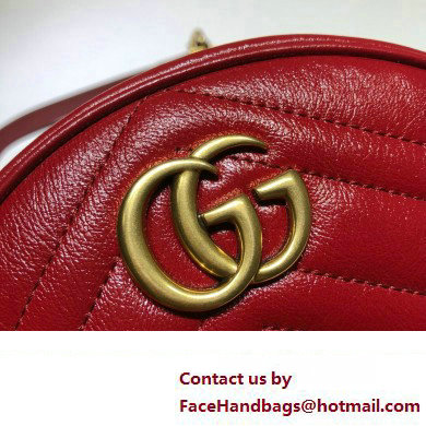 Gucci GG Marmont Mini Round Shoulder Bag 550154 Leather Red