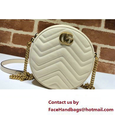 Gucci GG Marmont Mini Round Shoulder Bag 550154 Leather White