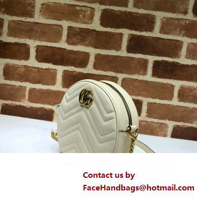 Gucci GG Marmont Mini Round Shoulder Bag 550154 Leather White