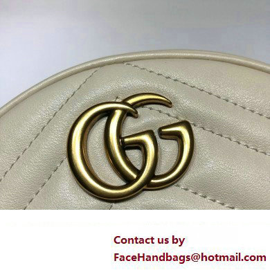 Gucci GG Marmont Mini Round Shoulder Bag 550154 Leather White