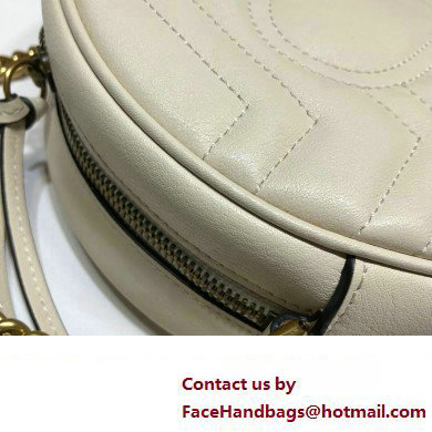 Gucci GG Marmont Mini Round Shoulder Bag 550154 Leather White