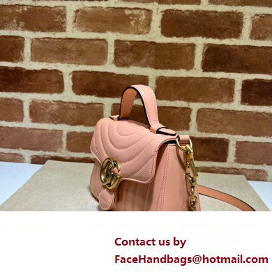 Gucci GG Marmont Mini Top Handle Bag 547260 Leather Peach - Click Image to Close