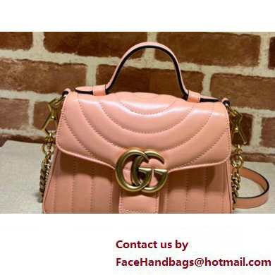 Gucci GG Marmont Mini Top Handle Bag 547260 Leather Peach