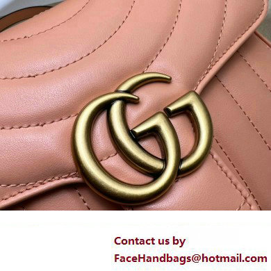 Gucci GG Marmont Mini Top Handle Bag 547260 Leather Peach