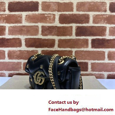 Gucci GG Marmont Mini shoulder bag 446744 Leather Black with small Double G studs 2024