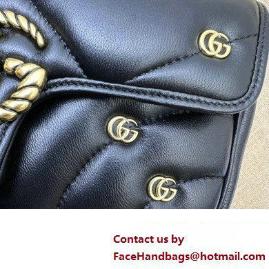 Gucci GG Marmont Mini shoulder bag 446744 Leather Black with small Double G studs 2024