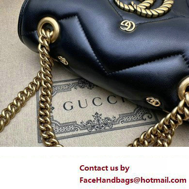 Gucci GG Marmont Mini shoulder bag 446744 Leather Black with small Double G studs 2024