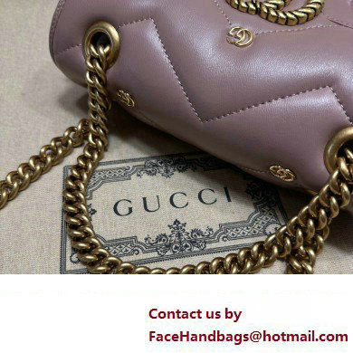 Gucci GG Marmont Mini shoulder bag 446744 Leather Nude Pink with small Double G studs 2024