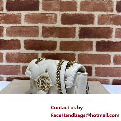 Gucci GG Marmont Mini shoulder bag 446744 Leather White with small Double G studs 2024 - Click Image to Close