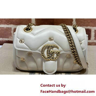 Gucci GG Marmont Mini shoulder bag 446744 Leather White with small Double G studs 2024