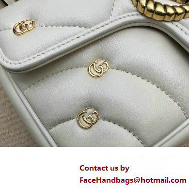 Gucci GG Marmont Mini shoulder bag 446744 Leather White with small Double G studs 2024