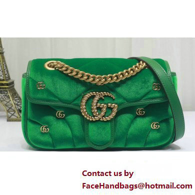 Gucci GG Marmont Mini shoulder bag 446744 velvet Green with small Double G studs 2024