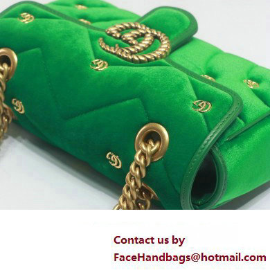 Gucci GG Marmont Mini shoulder bag 446744 velvet Green with small Double G studs 2024