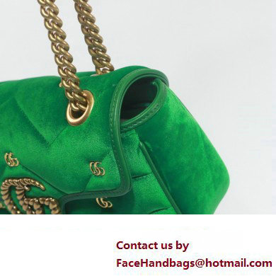 Gucci GG Marmont Mini shoulder bag 446744 velvet Green with small Double G studs 2024