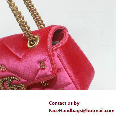 Gucci GG Marmont Mini shoulder bag 446744 velvet Pink with small Double G studs 2024