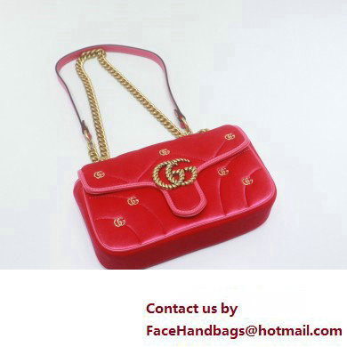 Gucci GG Marmont Mini shoulder bag 446744 velvet Pink with small Double G studs 2024