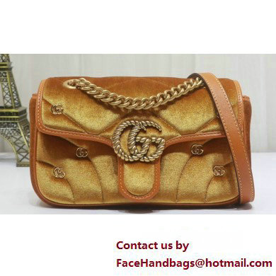 Gucci GG Marmont Mini shoulder bag 446744 velvet Yellow with small Double G studs 2024