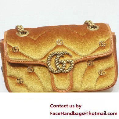 Gucci GG Marmont Mini shoulder bag 446744 velvet Yellow with small Double G studs 2024