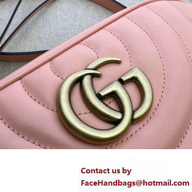 Gucci GG Marmont Small shoulder Camera Bag 447632 Leather Peach