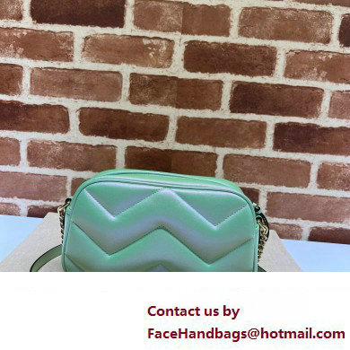 Gucci GG Marmont Small shoulder Camera Bag 447632 iridescent quilted chevron leather Green